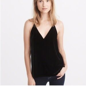 Abercrombie Black Velvet Deep V-Neck Top | Going Out | Size XS/S
